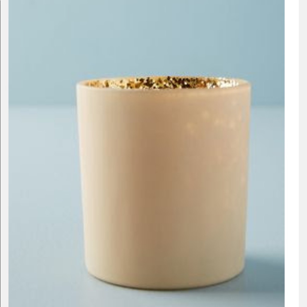 ANTHROPOLOGIE GLITTERED VOTIVE BEIGE NUDE GOLD NEW